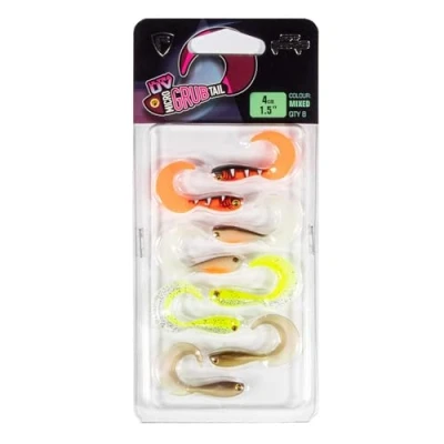 Abbildung von Fox Rage Kunstköder, UV Micro Grub 4cm x 8St. Gummifisch Set