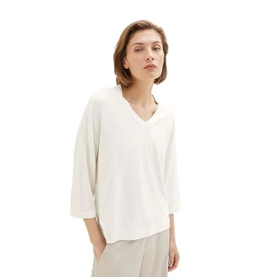 Abbildung von TOM Tailor 3/4 ARM MIT V Ausschnitt Langarmshirt, Damen, Größe: XL, Whisper white