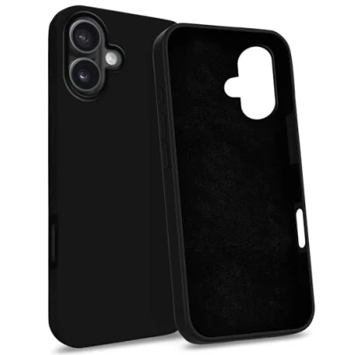 Abbildung von MyGadget Hülle für iPhone 16 Gummierte Handyhülle [ 3 Layer Struktur ] Schutzhülle mit Soft Inlay &amp; Hardcase Cover außen Schwarz