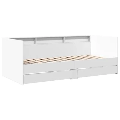 Abbildung von vidaXL Tagesbett, Gästebett mit 2 Schubladen Rollen, Schlafsofa für Schlafzimmer, Bettsofa Sofabett Daybed Bett, Weiß 90x190cm Holzwerkstoff