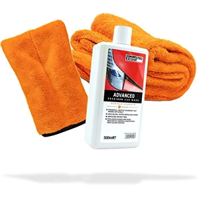 Abbildung von detailmate Auto Wasch und Trockenset: ValetPRO Advanced Poseidon Car Wash Autoshampoo 500ml + Mikrofaser Präzisionshandschuh Gamma Dryer Trockentuch XXL für die optimale Handwäsche