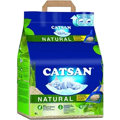 Abbildung von CATSAN Katzenstreu NATURAL Klumpstreu 8l, sauber, hygienisch &amp; 100% biologisch abbaubar