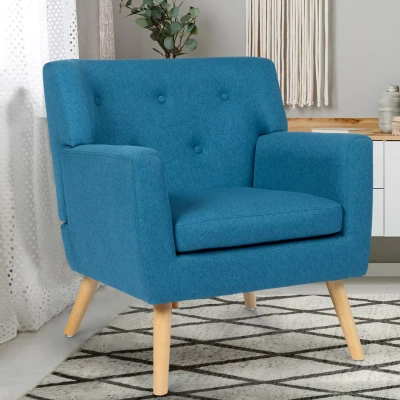 Abbildung von IDMarket Skandinavischer Sessel aus Stoff, Blau