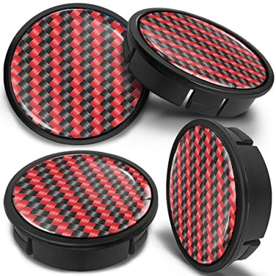 Abbildung von SkinoEu 4 x 60mm Universal Schwarz Rot Kohlenstoff Alufelgen Nabenkappen Felgen Kappen Felgendeckel Radkappen Radnabendeckel Nabendeckel Felgenkappen CXZ 3