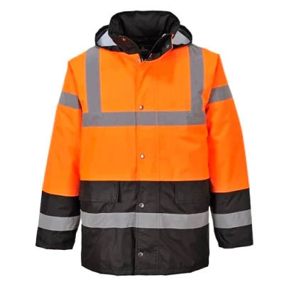 Abbildung von Portwest Zweifarbige Warnschutz Verkehrs Jacke, Größe: L, Farbe: Orange/Schwarz, S467OBRL