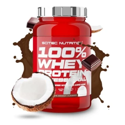 Abbildung von Scitec Nutrition 100% Whey Protein Professional Angereichert mit zusätzlichen Aminosäuren und Verdauungsenzymen Glutenfrei Palmölfrei, 920 g, Schokolade Kokos