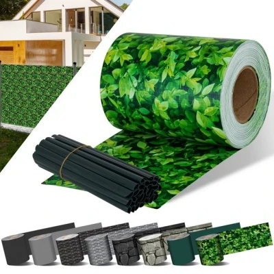 Abbildung von KESSER® PVC Sichtschutzstreifen Sichtschutz Rolle Doppelstabmatten Zaun Blickdicht 35m x 19 cm 30 Befestigungsclips Wetterfest Windschutz Zaunfolie Garten Gartenzaun Buchsbaum