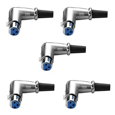 Abbildung von SIENOC 90 Grad XLR 3 pin Mikrofon Lautsprecher weiblichen rechtwinkligen Adapter Verbindungs (5 Stück)
