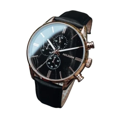 Abbildung von Holzkern Herren Quarzuhr Chronograph Relational Marmor/Roségoldfarben