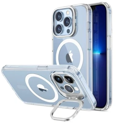 Abbildung von ESR für iPhone 13 Pro Max Hülle Classic Ständer mit HaloLock, kompatible MagSafe Ständer, Militärnorm Schutz, integrierter Kamera Ringständer, Kratzfeste Rückseite, Klar