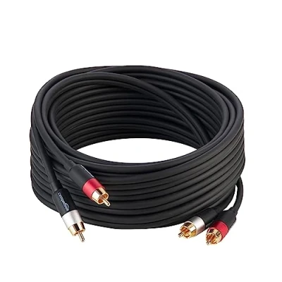 Abbildung von Amazon Basics RCA Cinch Audiokabel 2 Stecker auf Stecker, 7.5 m, Anthrazit