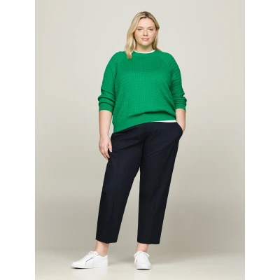 Abbildung von Tommy Hilfiger Curve CORE SLIM Straight Stoffhose, Damen, Größe: 46, Desert sky