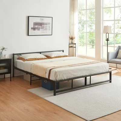 Abbildung von en.casa Metallbett, »Meran« Bettgestell 180x200 cm Doppelbett schwarz