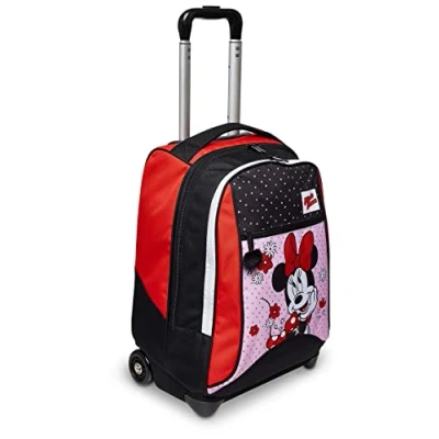 Abbildung von Seven Trolley, Minnie Mouse, 2 in 1, Schulranzen mit Rollen, Rucksack Trolleyfunktion für Kinder, ab 1. Klasse, Schule, Reisen, Mädchen&amp;Jungen; rot/schwarz