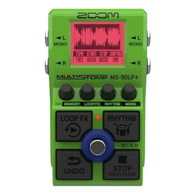 Abbildung von Zoom MS 90LP+ Looper Pedal für Gitarre und Bass 100 Loops 90 Minuten je Loop Max. 13 Stunden Aufnahme 32 bit Float Layer, Effekte Rhythmus Patterns Grün