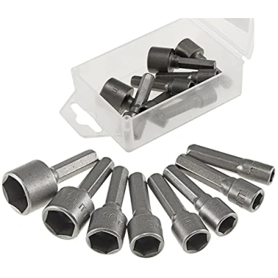 Abbildung von ChiliTec Steckschlüsselsatz Stecknuss Adapter 8 teilig 1/4 Zoll I 5 bis 13mm Innen Sechskant Steck für Akkuschrauber Schraubendreher