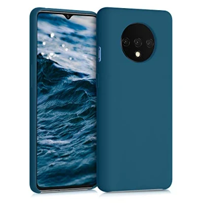 Abbildung von kwmobile Hülle kompatibel mit OnePlus 7T Silikon Handy Case Handyhülle weiche Oberfläche kabelloses Laden Petrol matt