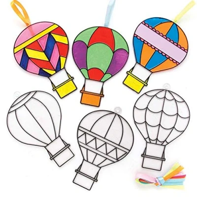 Abbildung von Baker Ross FE360 Heißluftballon Sonnenfänger, Bastelei, Buntglas Effekt für Kinder zum Dekorieren und Präsentieren, Kunst Bastelaktivitäten, Packung mit 10 Stück