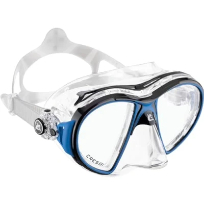 Abbildung von Cressi AIR, Erwachsene Premium Silikon Tauchmaske, CRYSTAL : Gelb, Blau, Weiß, Rosa, Lila, Schwarz Made in Italy