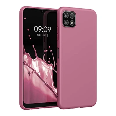 Abbildung von kwmobile Hülle kompatibel mit Samsung Galaxy A22 5G weiches TPU Silikon Case Cover geeignet für kabelloses Laden Dark Rose