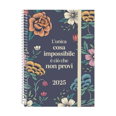 Abbildung von Finocam Kalender Spirale Design Collection 2025 Woche Horizontales Layout Januar Dezember (12 Monate) Impossible Italienisch