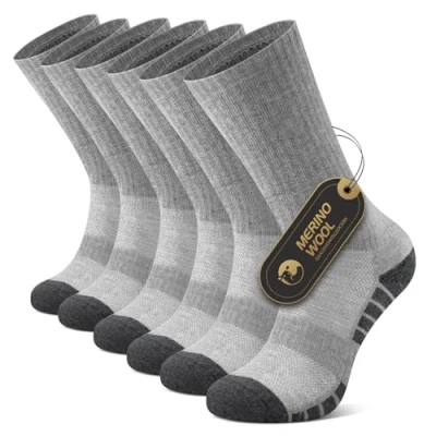 Abbildung von FALARY Merino Socken Wandersocken Herren 43 46 Damen Wollsocken Thermo Outdoor Trekkingsocken Merinowolle Sportsocken Laufsocken Trekking Sport Funktionssocken Wool Socks Grau 3 Paar
