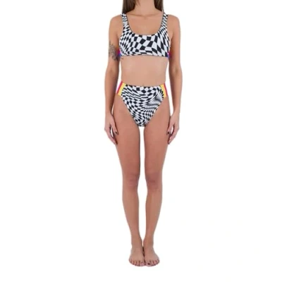 Abbildung von Hurley Nascar RVSB Moderate HIGH Waist Bikinihose, Damen, Größe: Large, Black white