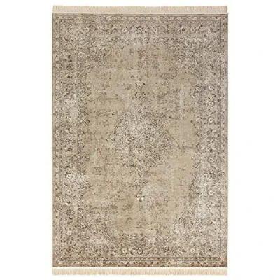 Abbildung von Nouristan Naveh Orient Wohnzimmerteppich Kurzflor mit Fransen Vintage Orientalischer Samt Teppich für Esszimmer, Wohnzimmer, Schlafzimmer Olivgrün, 195x300cm, Baumwolle, 195x300 cm