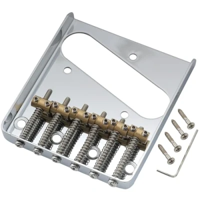 Abbildung von Musiclily Pro 54mm Vintage Tele Steg Bridge Barrel Messing 6 Saitenreiter für Squier und Import Telecaster T Style E Gitarre, Chrom