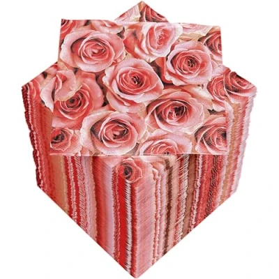 Abbildung von HEKU Rosen Cocktail Servietten, 3 lagig, 25x25cm, 150 Stück, Stilvolles Design, Ideal für Feiern, Praktisch Verpackt