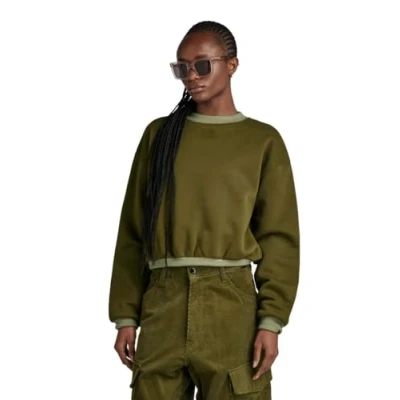 Abbildung von G STAR RAW Damen Badge Logo Oversized Sweatshirt, Grün (dark olive D24218 C235 C744), L