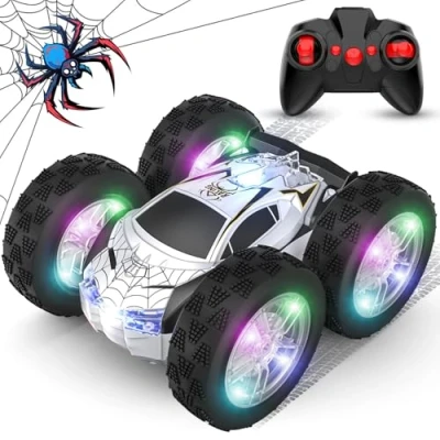Abbildung von Ferngesteuertes Auto für Kinder ab 3 4 5 6 7 8 9 Jahren, 2.4GHz Spider RC Stunt Wiederaufladbares Monstertruck mit LED Blinken, 360 Drehung Spielzeugauto Geburtstags Geschenk Jungen Mädchen