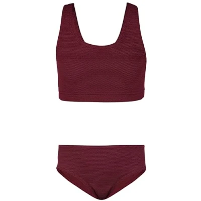 Abbildung von Aquarti Mädchen Sport Bikini Racerback Bustier &amp; Bikinislip, Farbe: Jacquard Punkte Rot Braun, Größe: 146