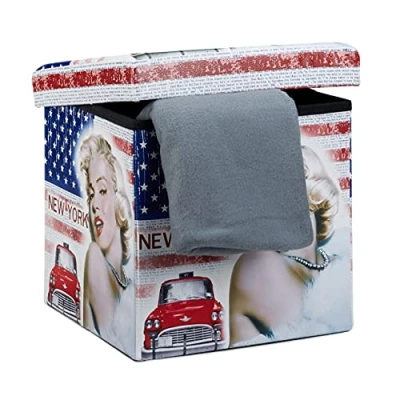Abbildung von relaxdays Sitzhocker mit Stauraum Trendmotiv, New York Merilyn