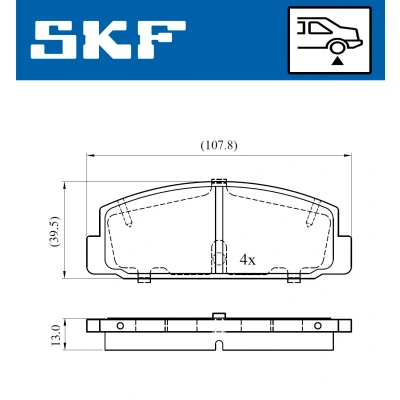Abbildung von SKF VKBP 90587 Bremsbelagsatz nicht für Verschleißwarnanzeiger vorbereitet MAZDA: 626 V Limousine, Hatchback, IV Schrägheck
