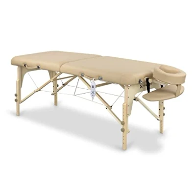 Abbildung von HABYS Therma Top Holz Massageliege Behandlungsliege Therapieliege Massagebank Höhenverstellbare Tragebares mit Heizung 210 x 70 cm MDR Zertifizieriung Beige