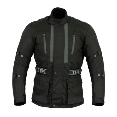 Abbildung von Texpeed Motorradjacke herren Mit protektoren Motorrad Biker Wasserdicht Jacke Rüstung (EN 1621 1) Schwarz L