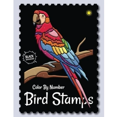 Abbildung von Birds Stamps Color By Number (Black Backgrounds): Activity Coloring Book for Adults Relaxation and Stress Relief