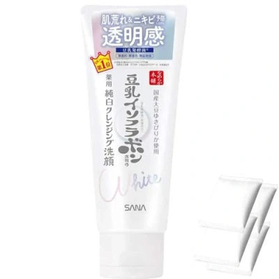 Abbildung von Sana Nameraka Honpo Soy Milk Isoflavone Pure White Cleansing Face Wash 160g Includes Cotton Pads 4pcs