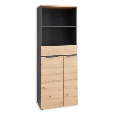 Abbildung von Stella Trading Memphis Aktenschrank in Artisan Eiche Optik, Graphit Moderner Büroschrank mit 2 Türen 75 x 197 38 cm (B/H/T)