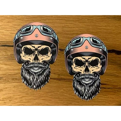Abbildung von 24/7stickers #760 / 2xSKULL Bart Aufkleber je 9x6cm Totenkopf V2 Biker Custom Chopper Cafe Racer Bobber Tankaufkleber Motorrad Auto Tuning Racing USA V8 Hipster Shave