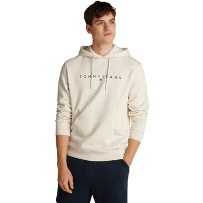 Abbildung von Tommy Jeans Linear LOGO Hoodie Sweatshirt, Herren, Größe: 44, Oat