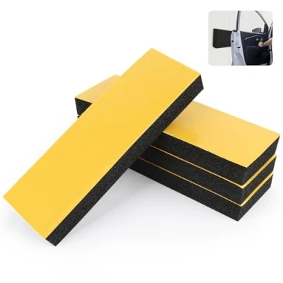 Abbildung von 4 Garagen Wandschutz 30 x 10 3 cm, Selbstklebender Kantenschutz Schaumstoff, Wandpolsterung, Türkantenschutz für Autotüren, und Carport (Schwarz)