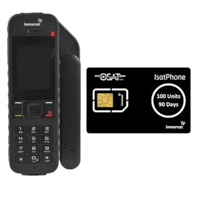 Abbildung von OSAT Inmarsat IsatPhone 2.1 Satellitentelefon, Telefonhörer mit 100 Prepaid Minuten/90 Tage Gültigkeits SIM Karte Sprache, SMS Nachrichten, GPS Tracking, globale Abdeckung, SOS Notfall Schwarz