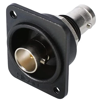 Abbildung von HICON BNC 3G HD SDI Patch Einbaubuchse 75Ω Type D M3 Adapter 2 pol weiblich für Video Masse isoliert FPD