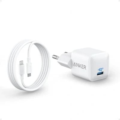 Abbildung von USB C Ladegerät 20W, Anker 511 (Nano), PIQ 3.0 Robustes kompaktes Schnellladegerät mit 180cm auf Kabel, iPad für iPhone 16/15 / Pro