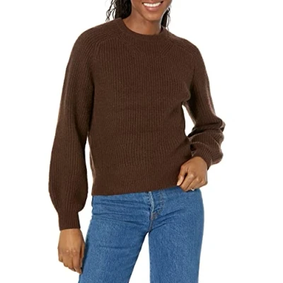 Abbildung von Amazon Essentials Damen Rippstrick Pullover mit Rundhalsausschnitt, Espresso, XL