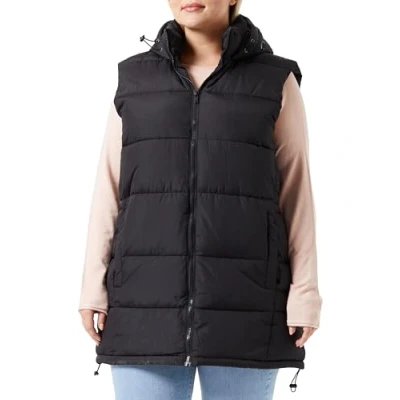 Abbildung von NOISY MAY Damen NMNEW Aurora Hood Vest NOOS Curve Steppweste, Black, 50