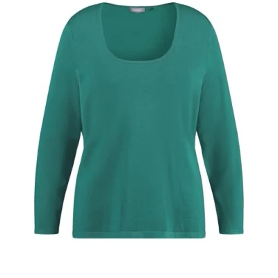 Abbildung von Samoon Langarm Rundhals Strickpullover, Damen, Größe: 46, Dark smaragd