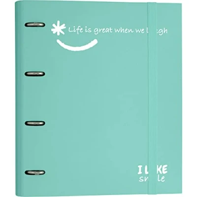 Abbildung von Grafoplás 88101326. Ordner mit 4 Ringen, gestanzt Ersatzteil, A4, Mint, Karton, FSC Papier, inklusive Trennwänden, Carpebook Like Smile